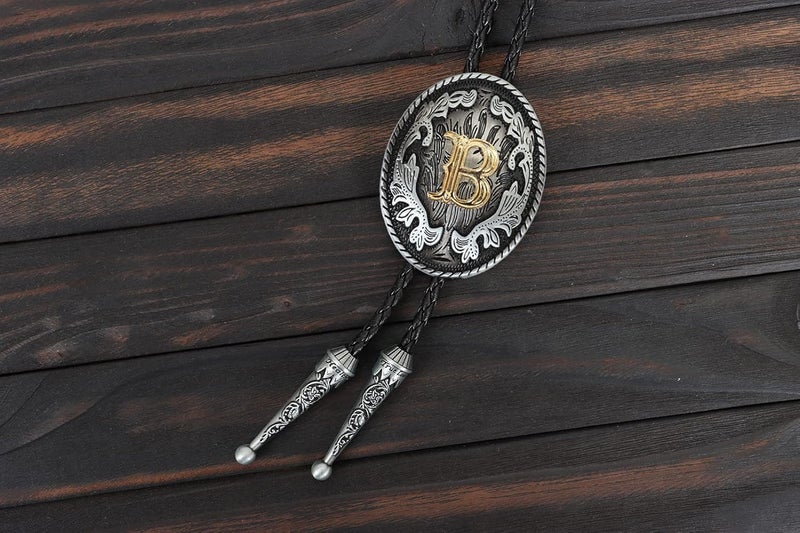 Wentur Bolo Tie for Men - Western Bolo Ties Alphabet Initial Letter ABCDJMR to Z - Western Cowboy Bolo Tie for Women Cowgirl - Image 2